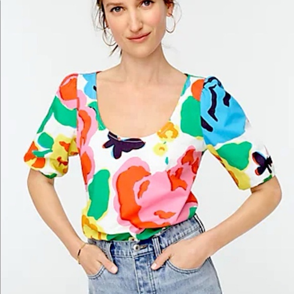 J.Crew Poplin Ratti Jardin Floral Scoop Neck Size 6